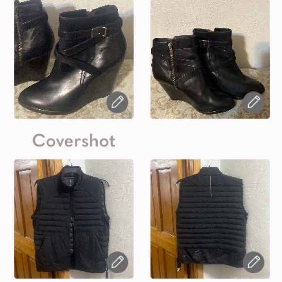Frye leather zip👢wedge chunky heel 6M+NWT Lululemon down 4 it All vest🦺szM